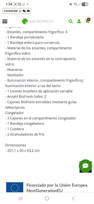 NEVERA LIEBHERR A+ COMBINADA NOFROST SEGUNDAMANO