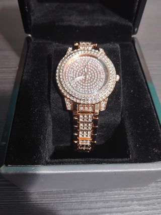 Reloj Mujer Rosa Brillante Dorado