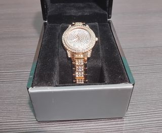 Reloj Mujer Rosa Brillante Dorado