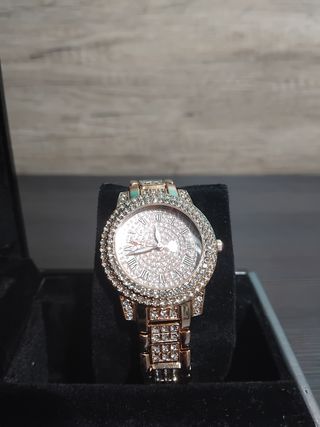 Reloj Mujer Rosa Brillante Dorado