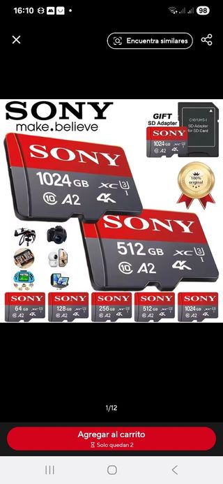 Tarjeta Micro SD Sony 1TB 1024 GB Nueva!!!! 