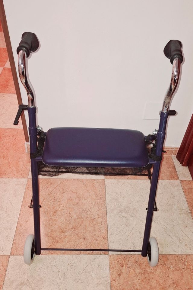Andador con asiento y cesta
