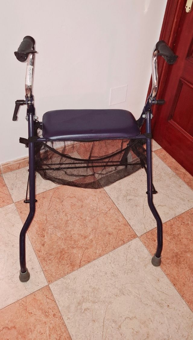 Andador con asiento y cesta