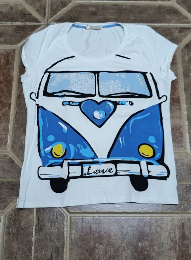 Camiseta de mujer con estampado de furgoneta