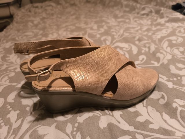 Sandalias BLUES Beige Piel Serpiente
