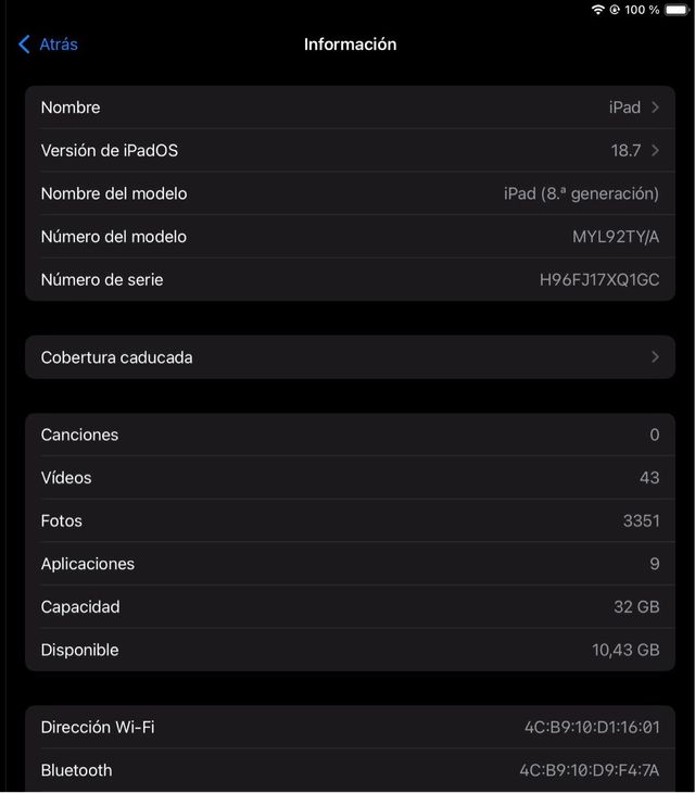 iPad 8 generacion con teclado,funda ycaja original