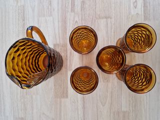 Conjunto Jarro e Copos Âmbar