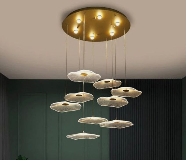 Lámpara Colgante Hoja de Loto Dorada