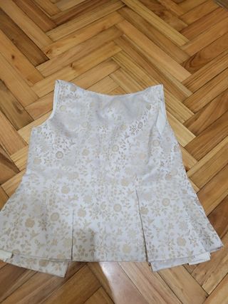 Chaleco Beige y Dorado con Flores