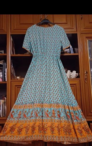 Vestido midi viscosa manga corta