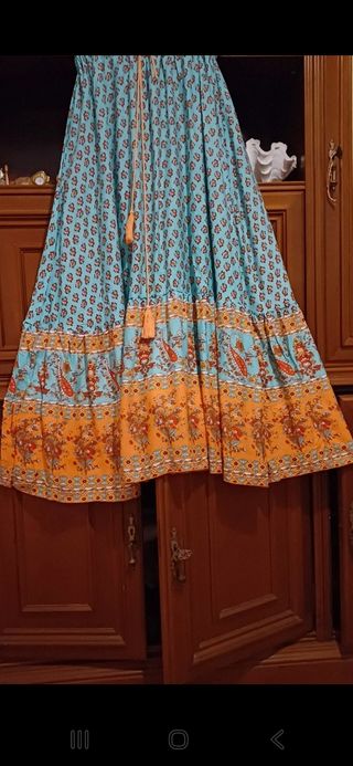 Vestido midi viscosa manga corta