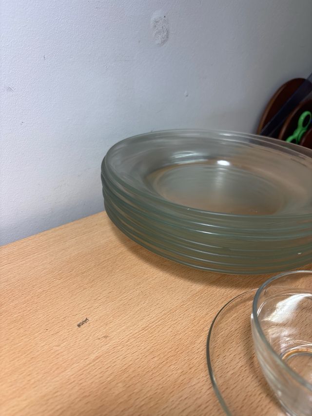 Juego de 6 tazas y platos de cristal