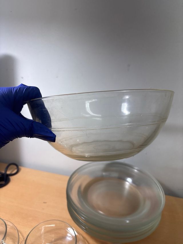 Juego de 6 tazas y platos de cristal