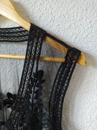 Kimono Negro Encaje Vintage Talla L/XL