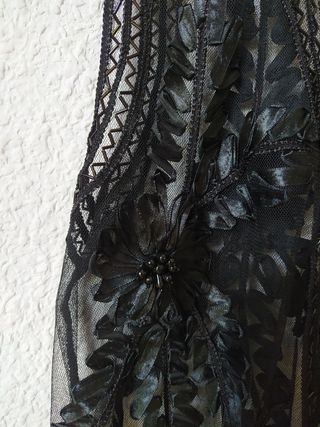 Kimono Negro Encaje Vintage Talla L/XL