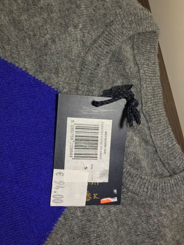 Maglioncino a rombi grigio blu arancio