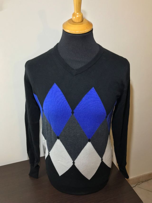 Maglioncino a rombi nero e blu