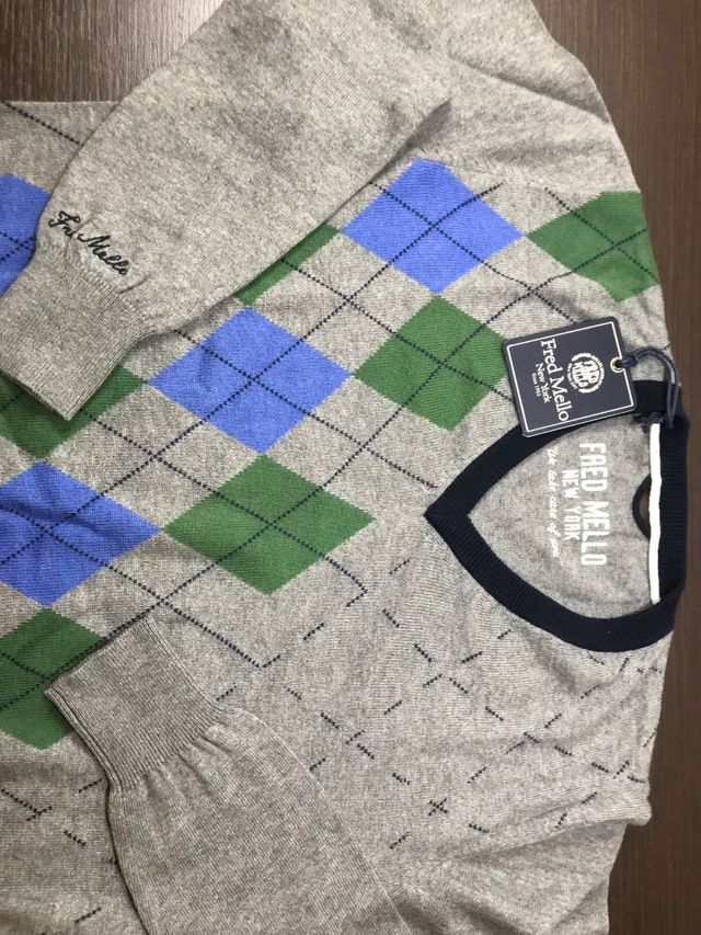 Maglioncino Argyle Grigio Blu Verde