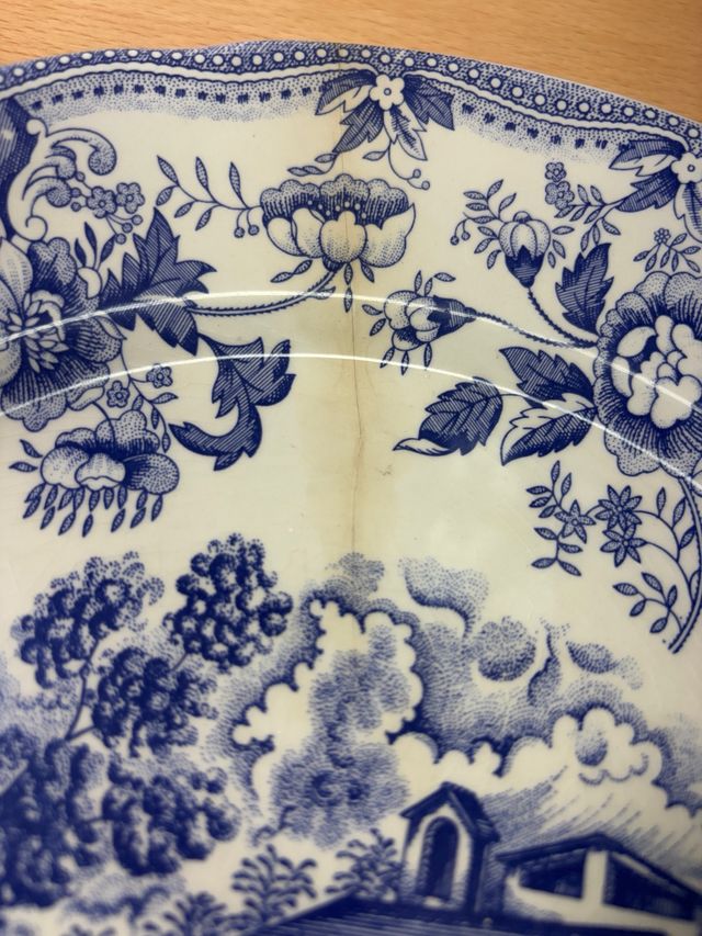 Plato de cerámica Ironstone azul y blanco