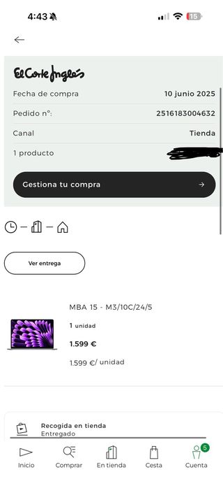 Macbook Air 15 M3 2024 24GB Gris