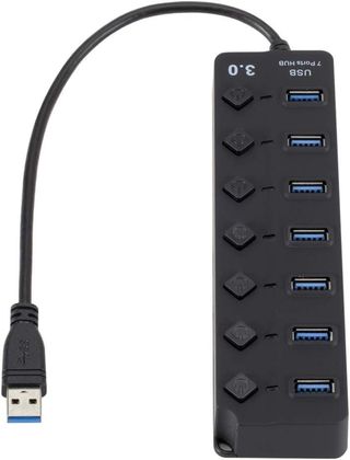 Regleta USB 3.0 ,7 Puertos DE-XP1132B Adaptador SuperSpeed 5Gbps de Transferencia , ENVIO 24H