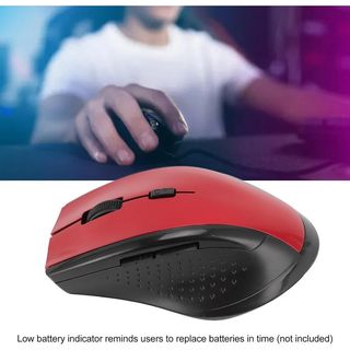 Vikye Raton Inalámbrico, Compacto optico 2,4G con Receptor USB, Batería para Ordenador Portátil, PC Escritorio (Rojo)