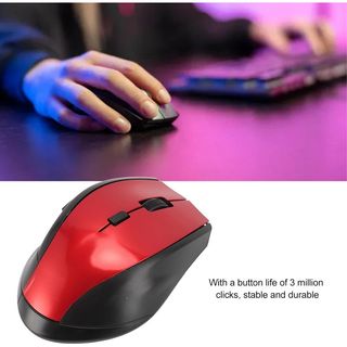Vikye Raton Inalámbrico, Compacto optico 2,4G con Receptor USB, Batería para Ordenador Portátil, PC Escritorio (Rojo)