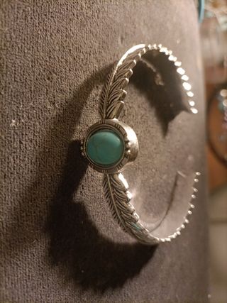 Pulsera Plata Turquesa Diseño Pluma