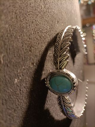 Pulsera Plata Turquesa Diseño Pluma