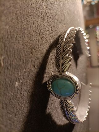Pulsera Plata Turquesa Diseño Pluma