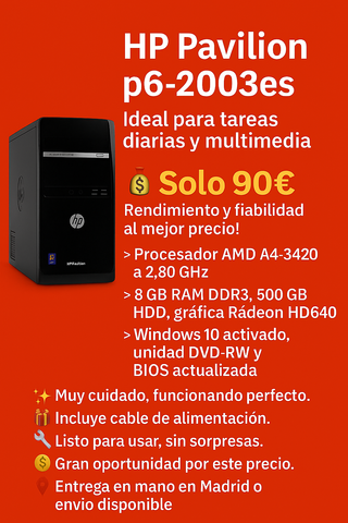 Ordenador hp Pavilion P6-2003es