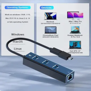 Hub USB 4-en-1 – Expande puertos fácilmente
