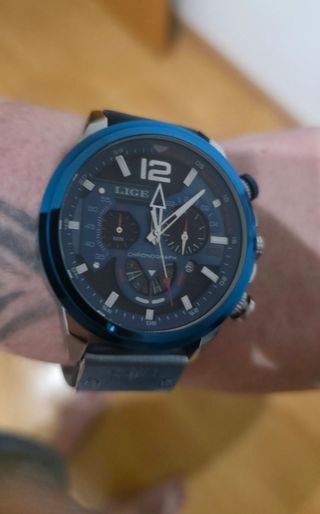 Reloj LIGE de Cuarzo Azul y Plata Impermeable 3Bar