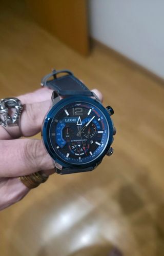 Reloj LIGE de Cuarzo Azul y Plata Impermeable 3Bar
