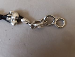 Pulsera Ciclon Cuero y Bolas Plata.