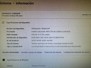 Ordenador HP Negro +Monitor AOC+Teclado y Ratón