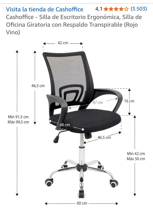 Silla de escritorio ergonómica morada y negra