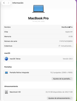 MacBook Pro 13,3" · Chip M1 · 256Gb  · 8GB RAM