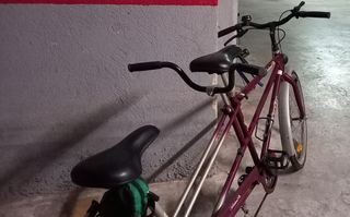 Bicicleta tándem morada