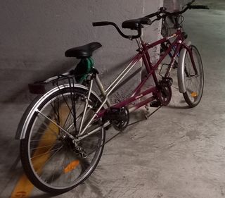 Bicicleta tándem morada