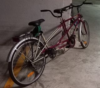 Bicicleta tándem morada