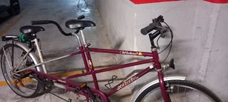 Bicicleta tándem morada