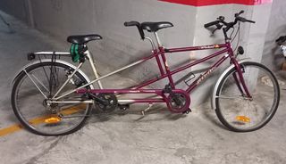 Bicicleta tándem morada