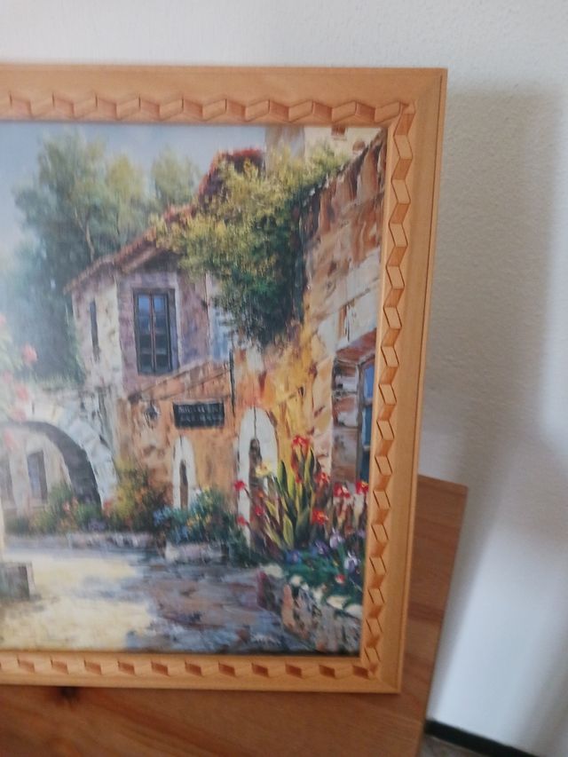 Cuadro Marco Madera 34x28cm Pintura Paisaje