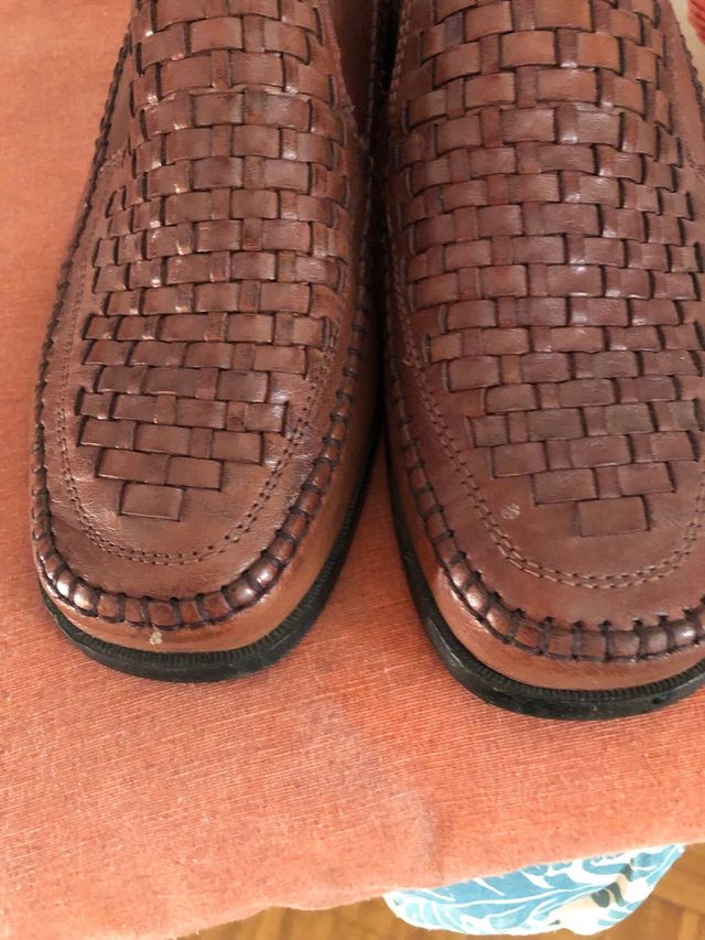 Mocassini uomo vera pelle intrecciata 42