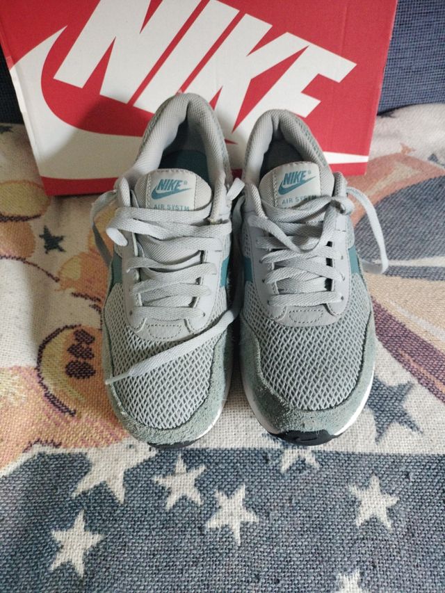 Zapatillas Nike Air System Grises y Turquesa