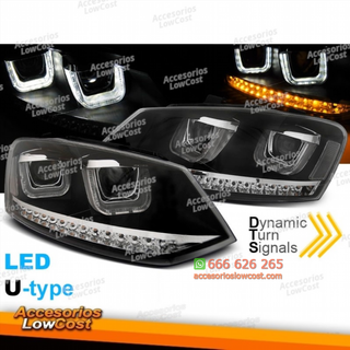 FAROS U-LED LUZ NEGRA SEQ compatible con VW POLO