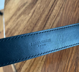 Cinturón Saint Laurent Negro Hebilla Dorada