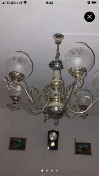 Lámpara Vintage 6 Brazos Plata