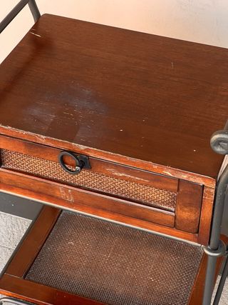 Comodino legno e ferro con cassetto